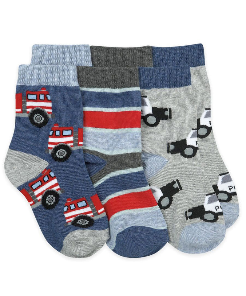 RESCUE VEHICLES PATTERN CREW SOCKS 3 PACK